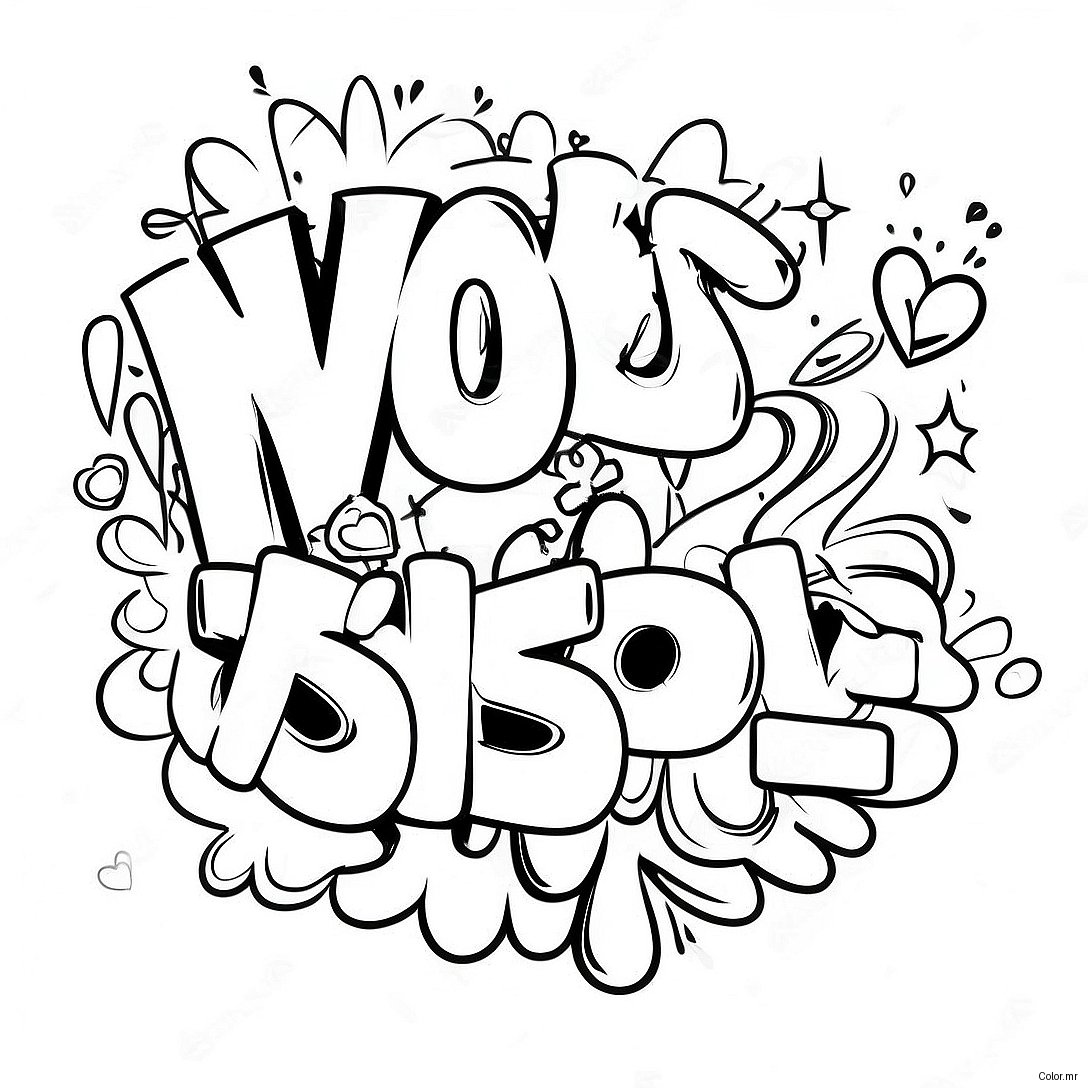 Funny Swear Word Graffiti Coloring Page 8256 6696