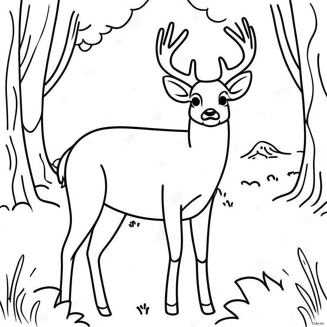 Graceful White Tailed Deer Grazing Coloring Page 59337 49261