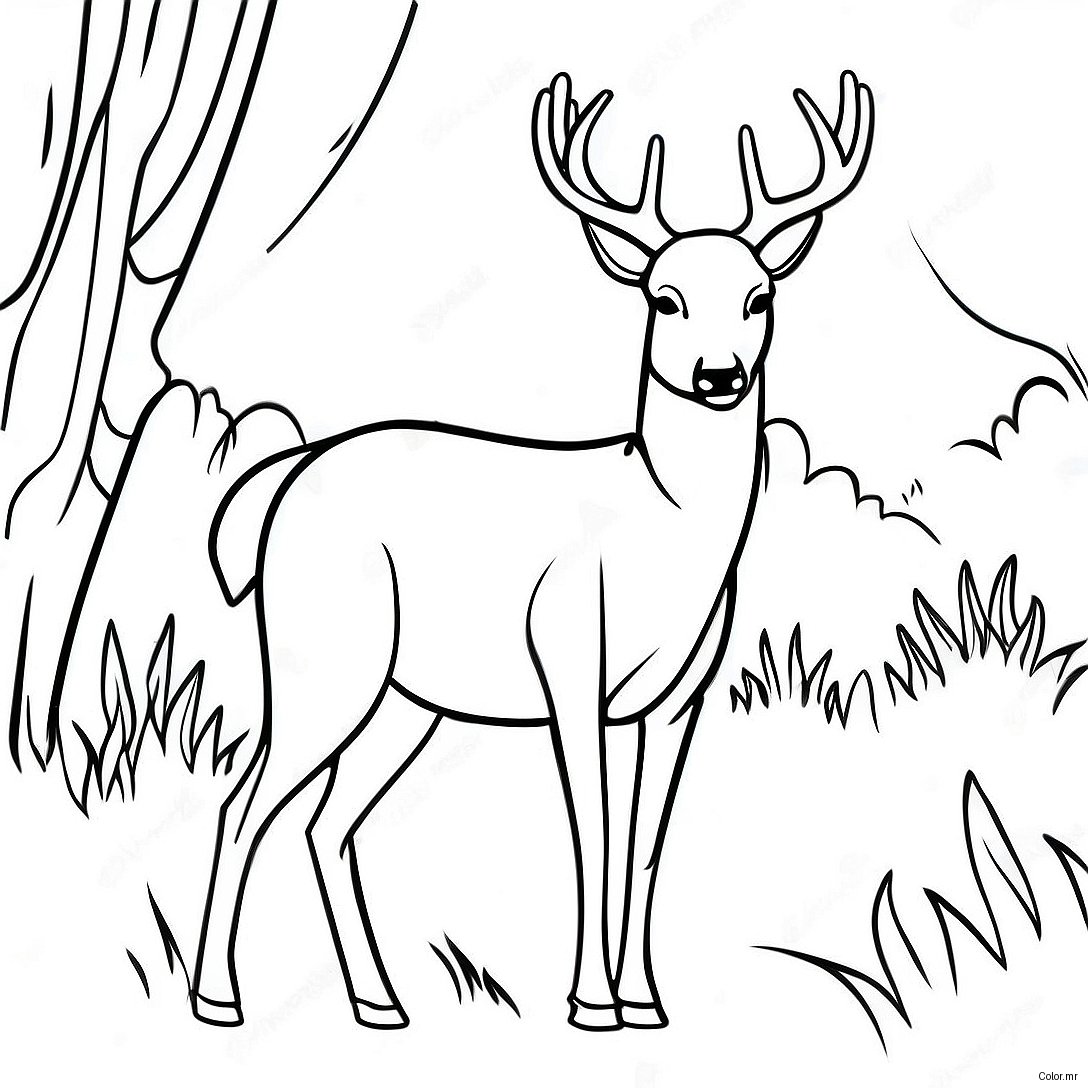 Graceful White Tailed Deer Grazing Coloring Page 59337 49263