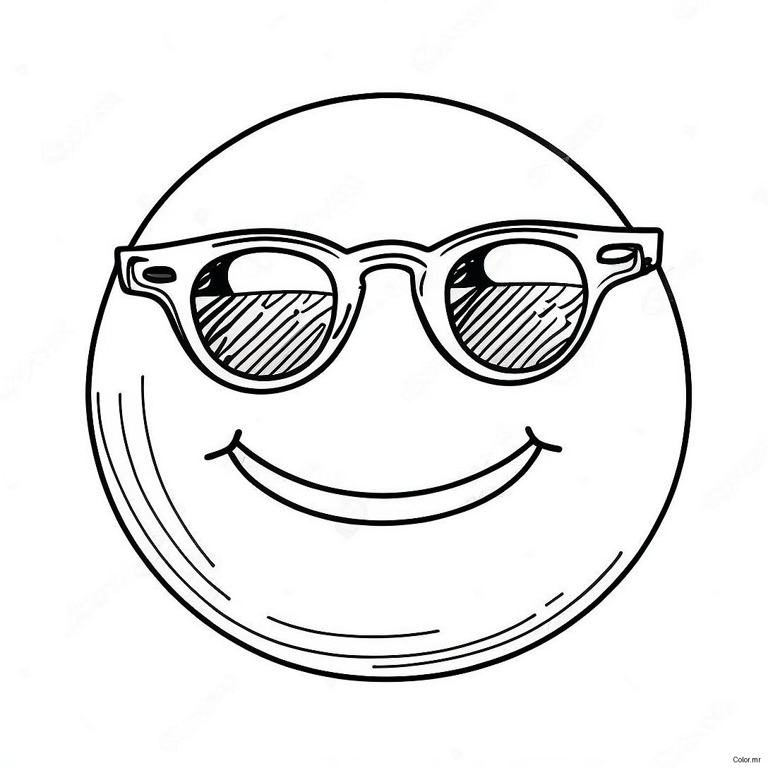 Happy Smiley Face With Sunglasses Coloring Page 1022 818