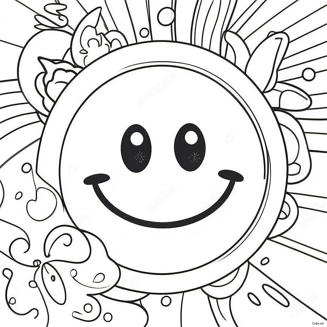 Happy Smiley Face With Sunglasses Coloring Page 1022 820