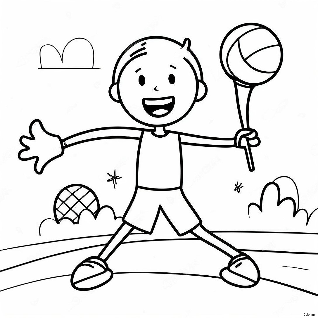 Happy Stick Man Playing Sports Coloring Page 37326 31070
