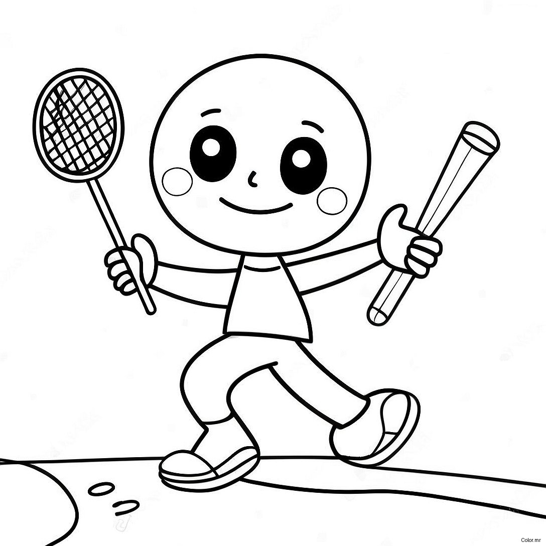 Happy Stick Man Playing Sports Coloring Page 37326 31071