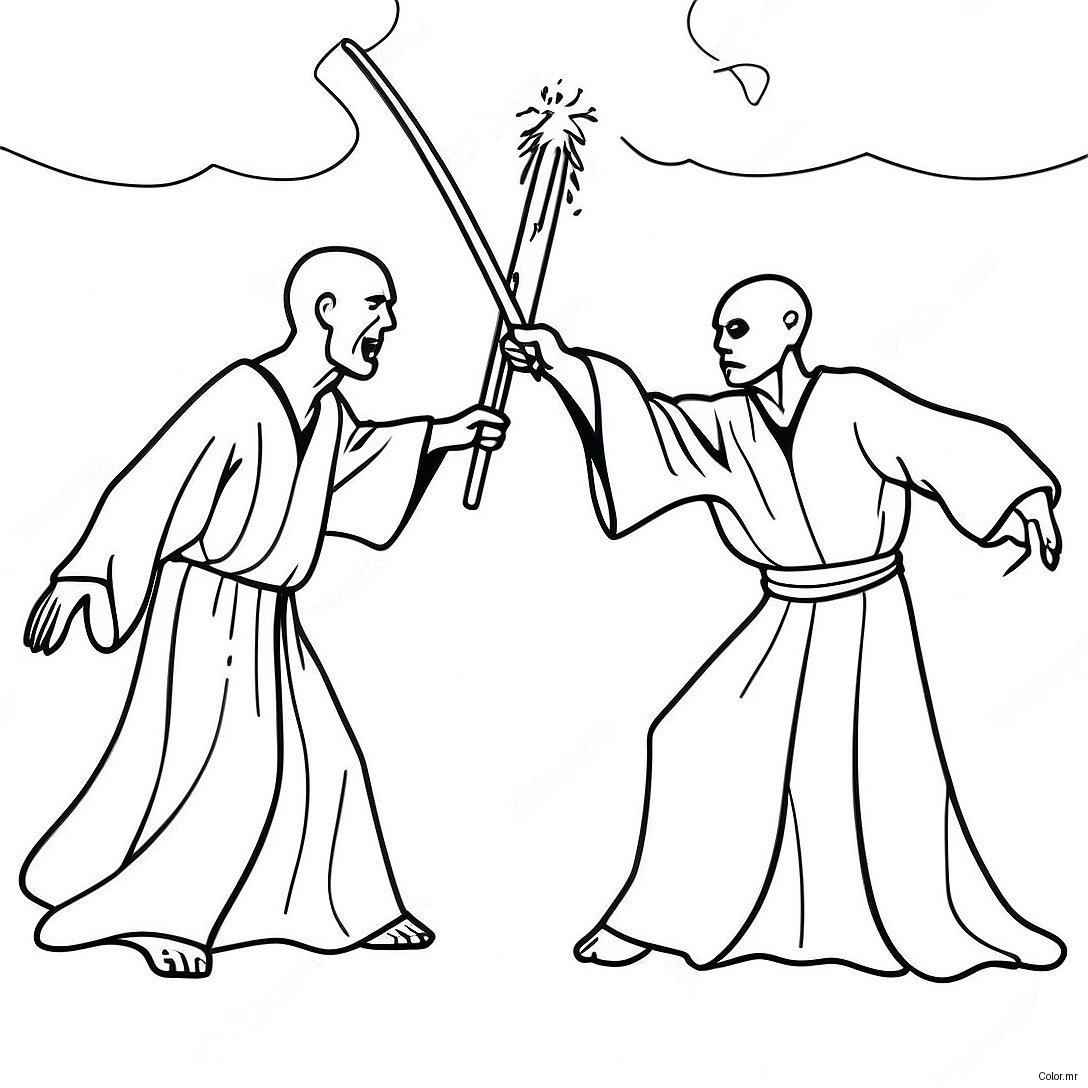 Harry Potter Vs Voldemort Epic Duel Coloring Page 65890 54425