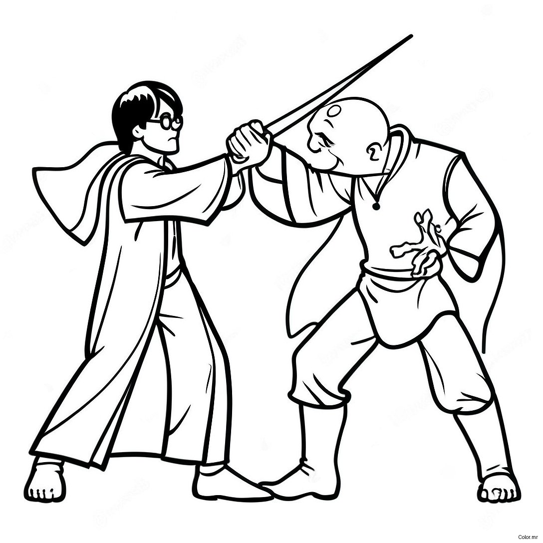 Harry Potter Vs Voldemort Epic Duel Coloring Page 65890 54427