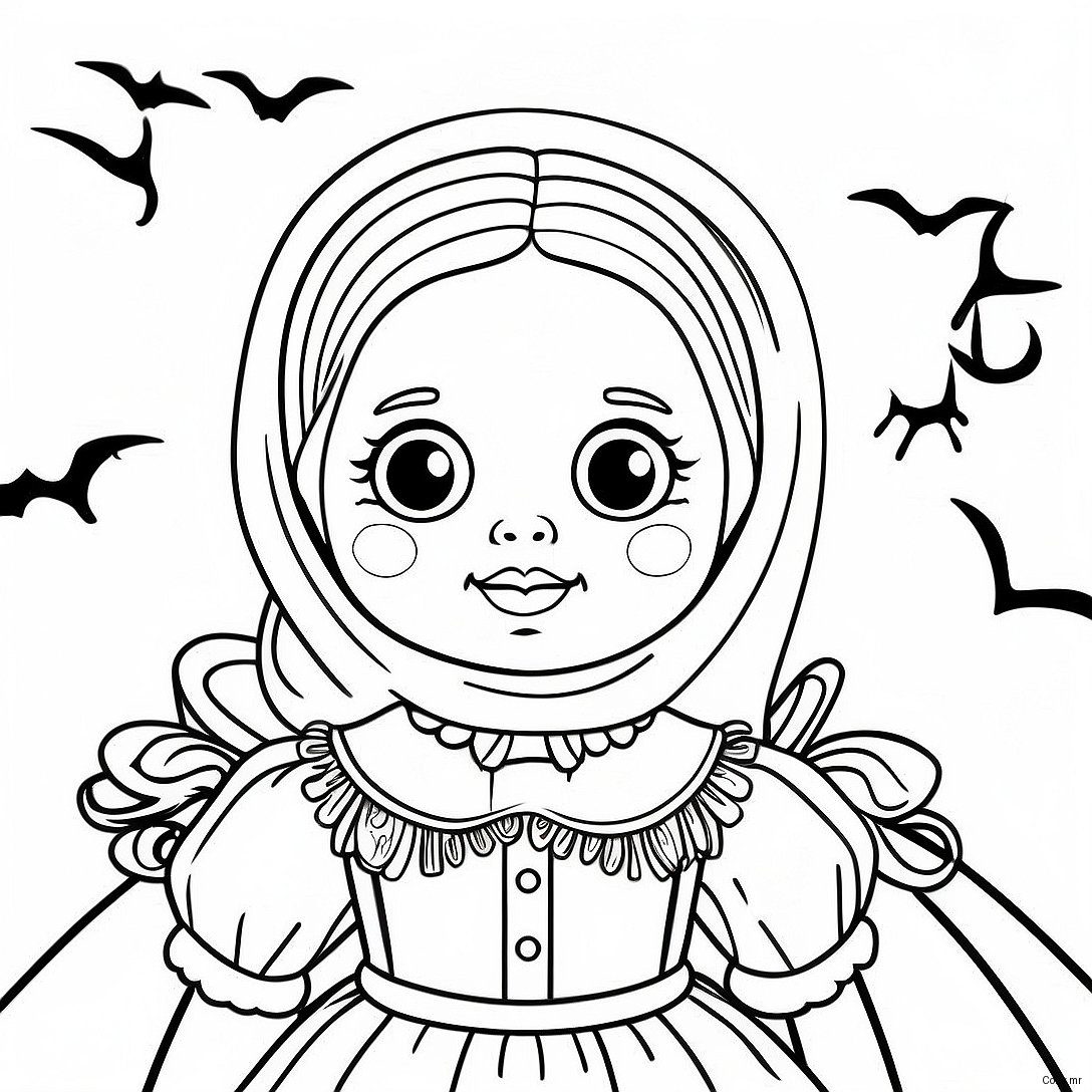 Haunted Doll With Spooky Eyes Coloring Page 25386 23392