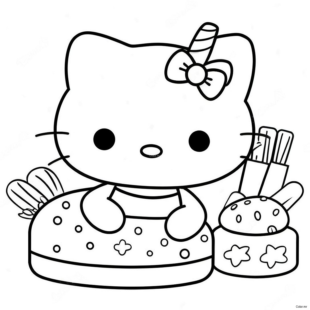 Hello Kitty Baking Delicious Treats Coloring Page 47885 39814