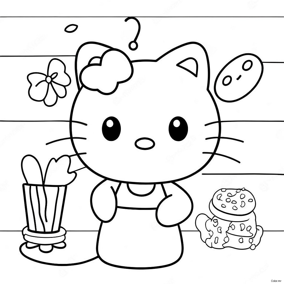 Hello Kitty Baking Delicious Treats Coloring Page 47885 39816