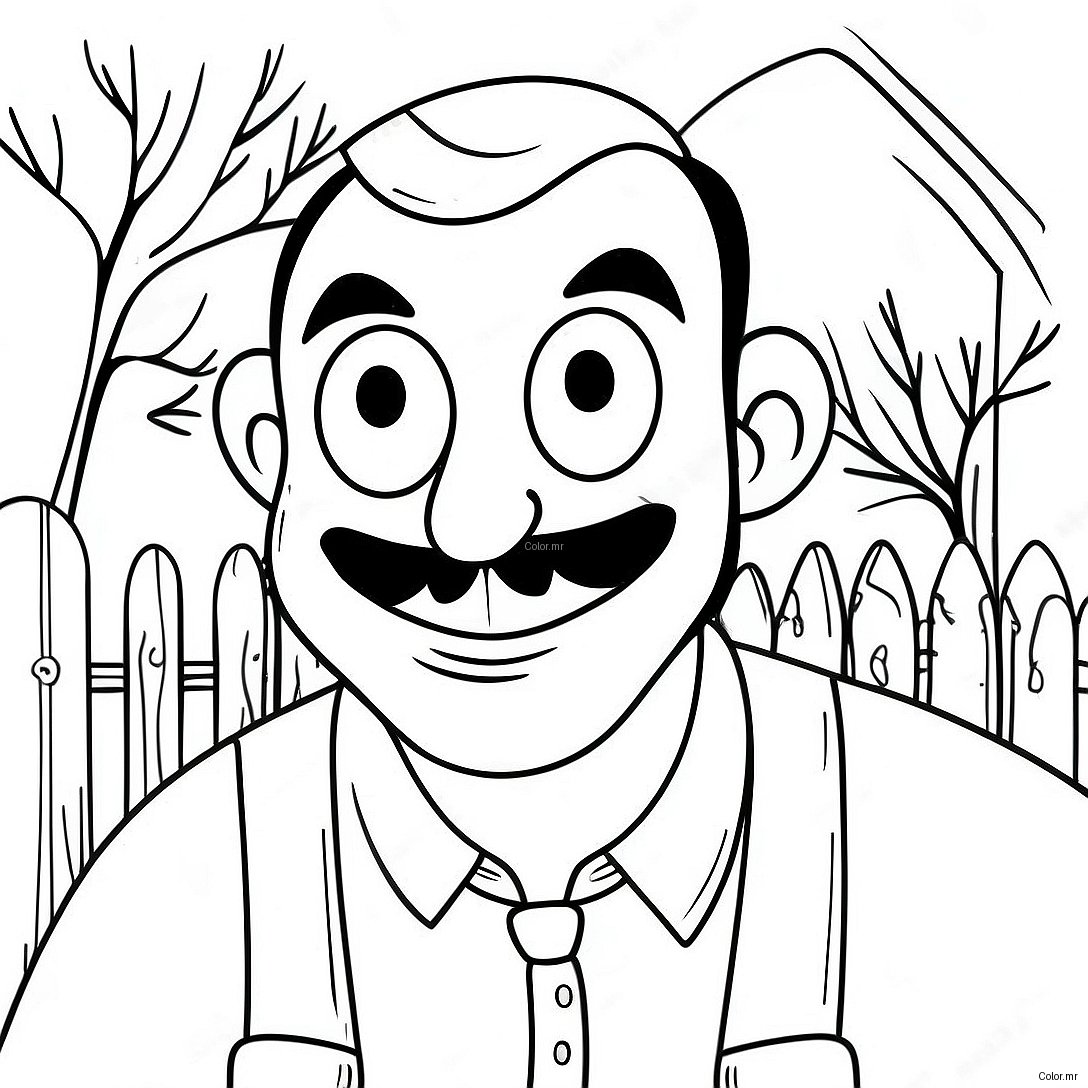 Hello Neighbor With Creepy Smile Coloring Page 24305 22346