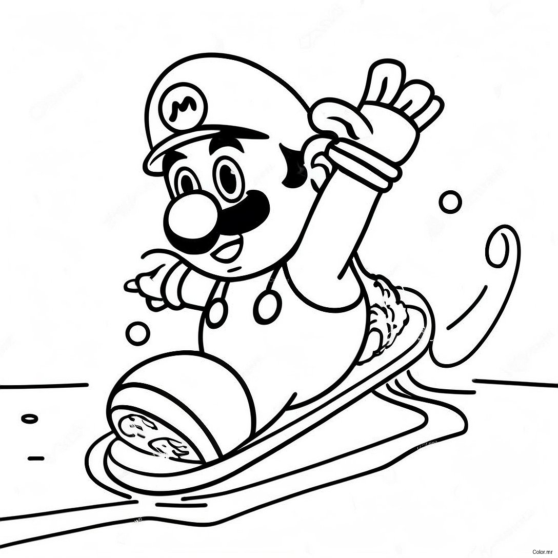Ice Mario Sliding On Ice Coloring Page 56992 47357