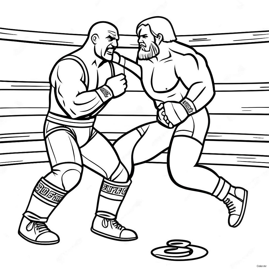 Intense Wwe Wrestler Showdown Coloring Page 1262 1009