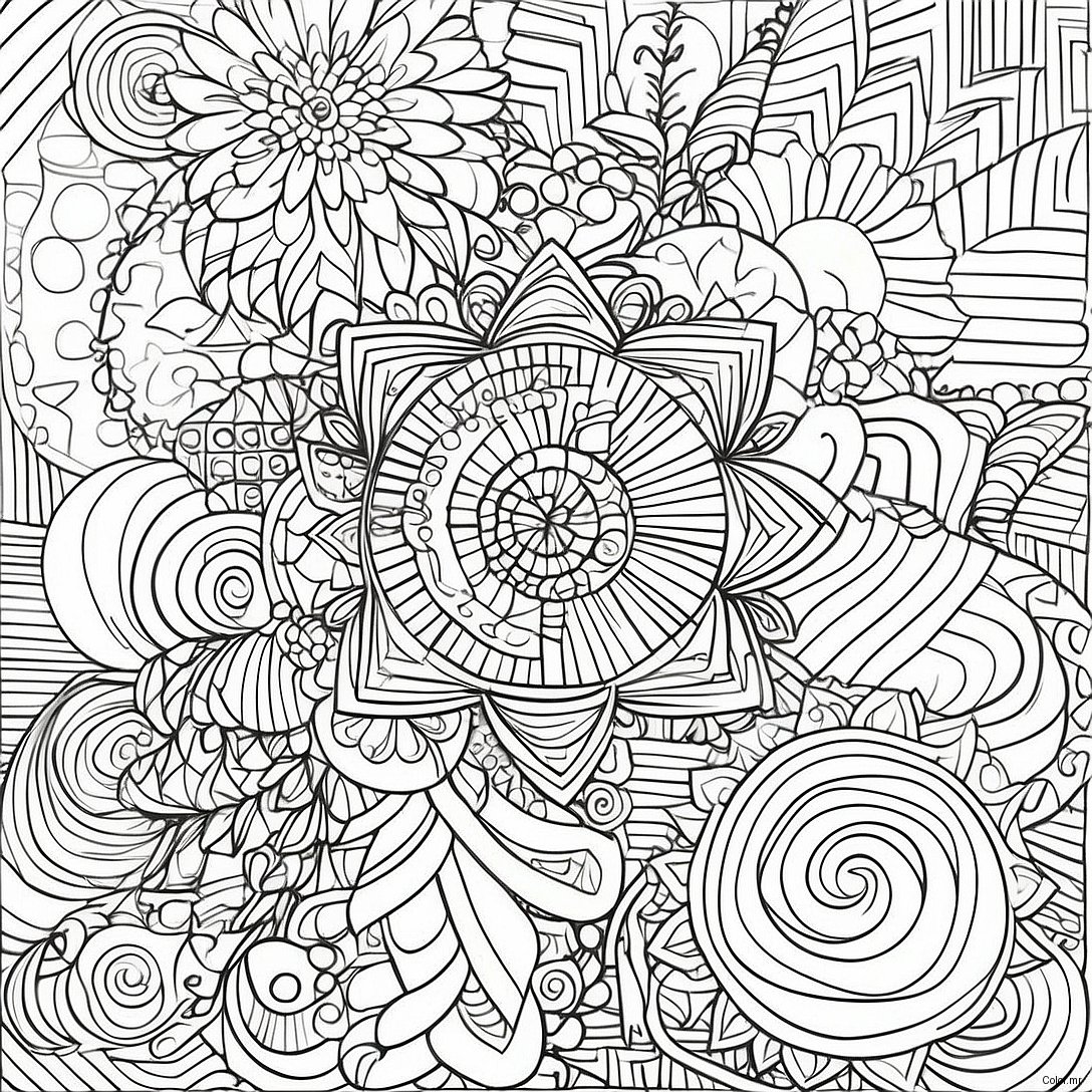Intricate Geometric Shapes Optical Illusion Coloring Page 12458 10366