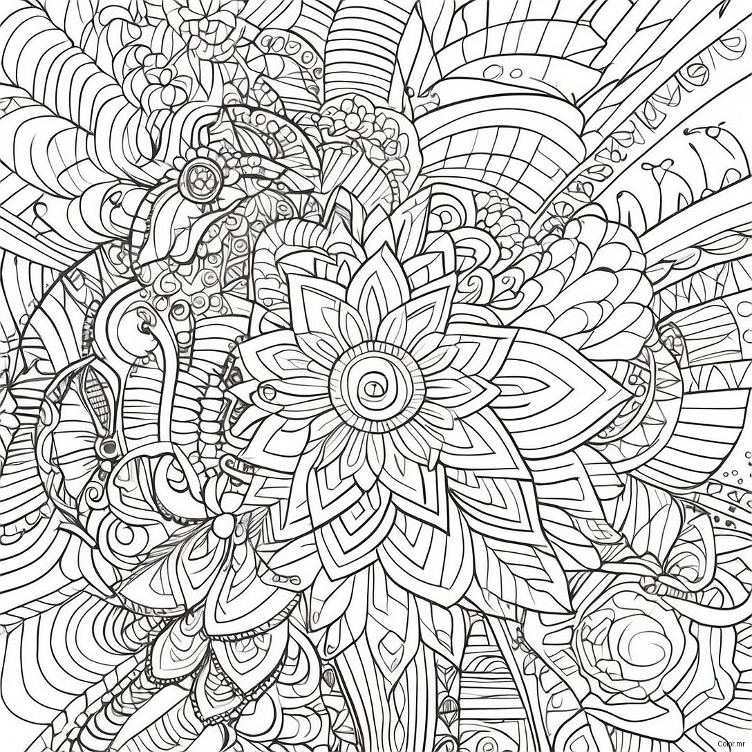 Intricate Geometric Shapes Optical Illusion Coloring Page 12458 10367