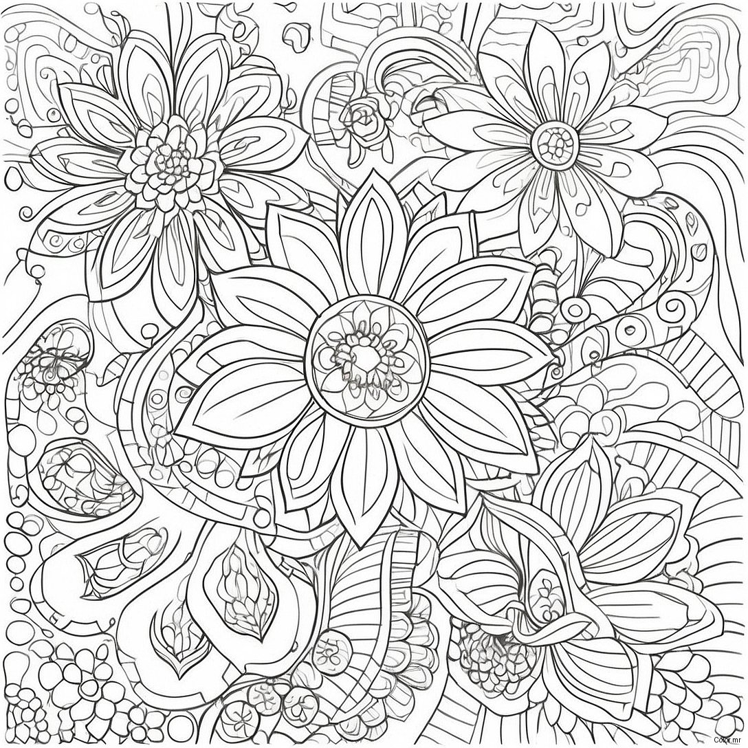 Intricate Relaxation Flower Patterns Coloring Page 11798 9677