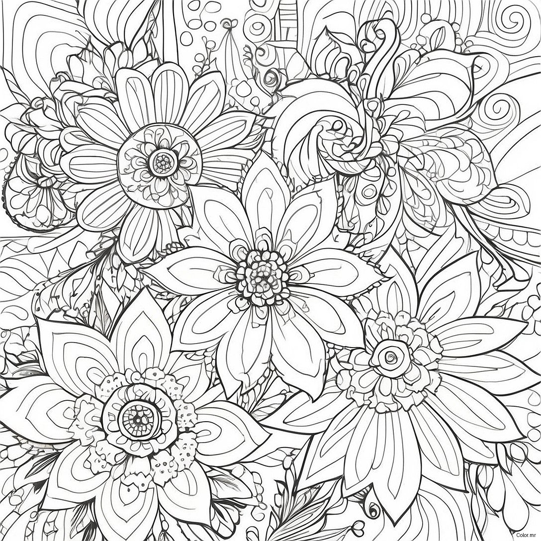 Intricate Relaxation Flower Patterns Coloring Page 11798 9678