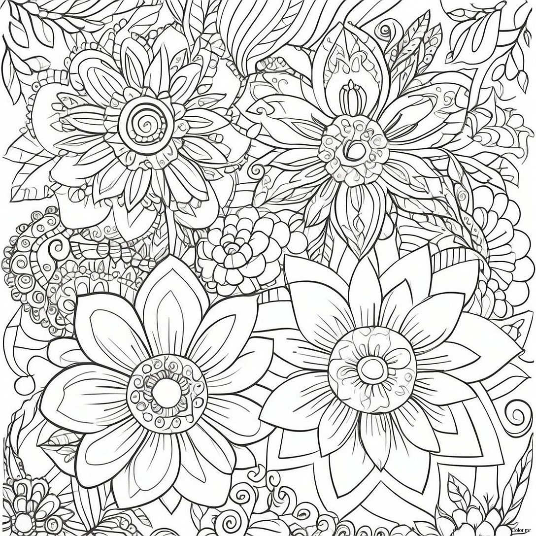 Intricate Relaxation Flower Patterns Coloring Page 11798 9680