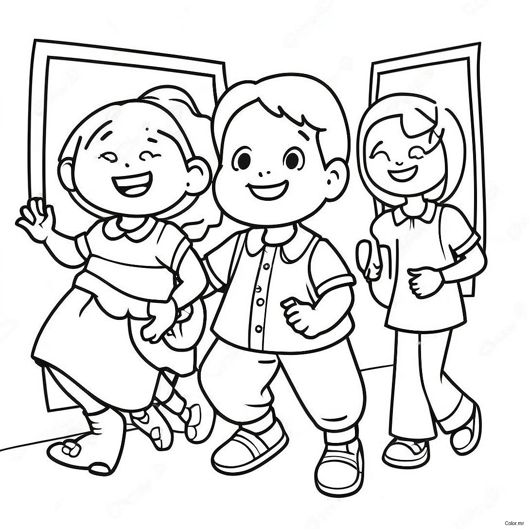 Joyful Sunday School Kids Coloring Page 54862 45653