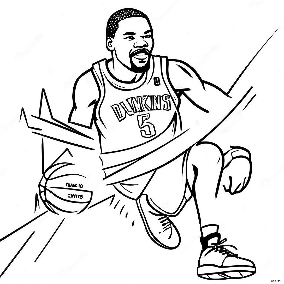 Kevin Durant Dunking Basketball Coloring Page 21453 19773