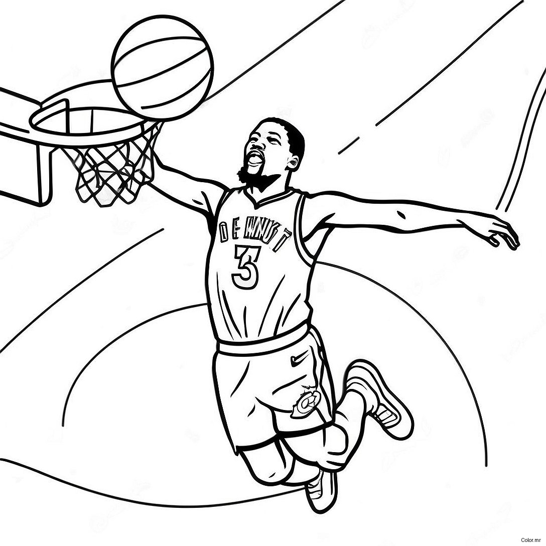 Kevin Durant Dunking Basketball Coloring Page 21453 19776