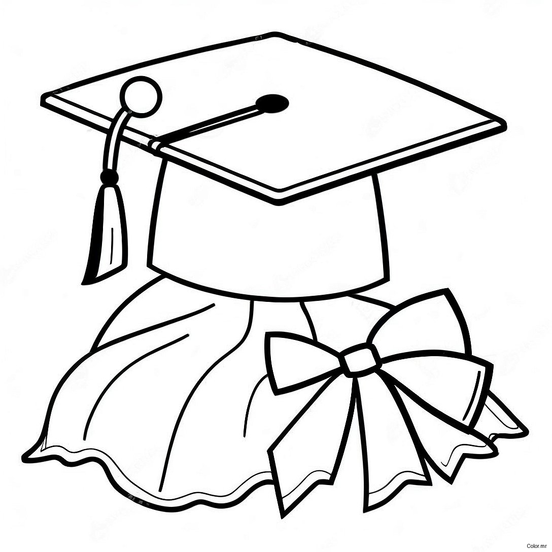 Kindergarten Graduation Cap And Gown Coloring Page 9346 7629