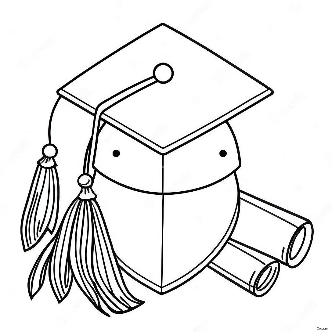 Kindergarten Graduation Cap And Gown Coloring Page 9346 7630