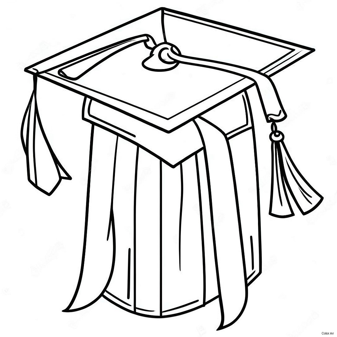 Kindergarten Graduation Cap And Gown Coloring Page 9346 7632