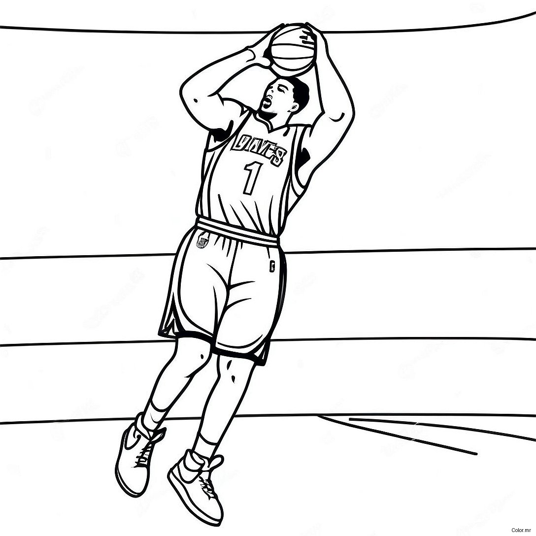 Klay Thompson Shooting A Three Point Shot Coloring Page 45284 37621