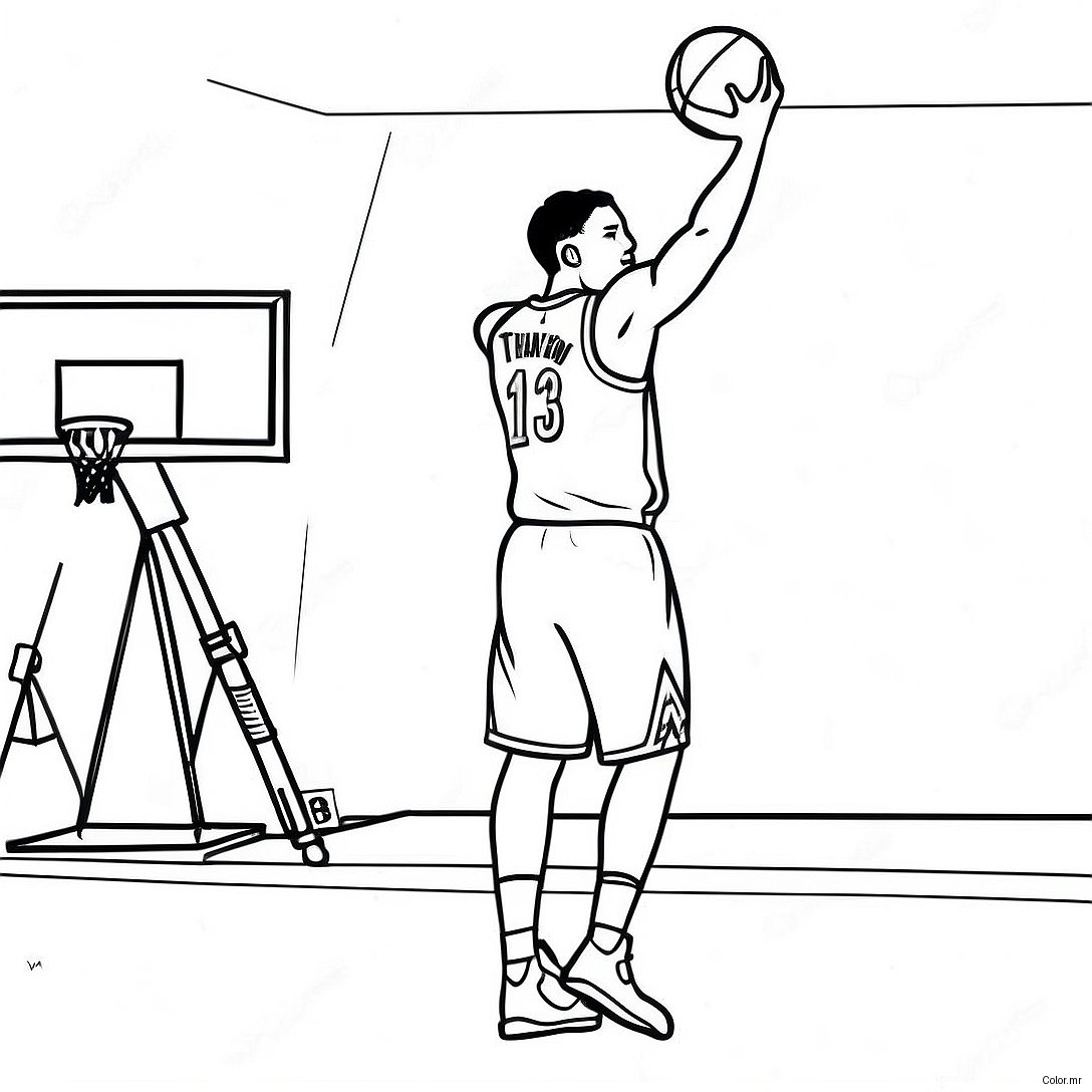 Klay Thompson Shooting A Three Point Shot Coloring Page 45284 37624