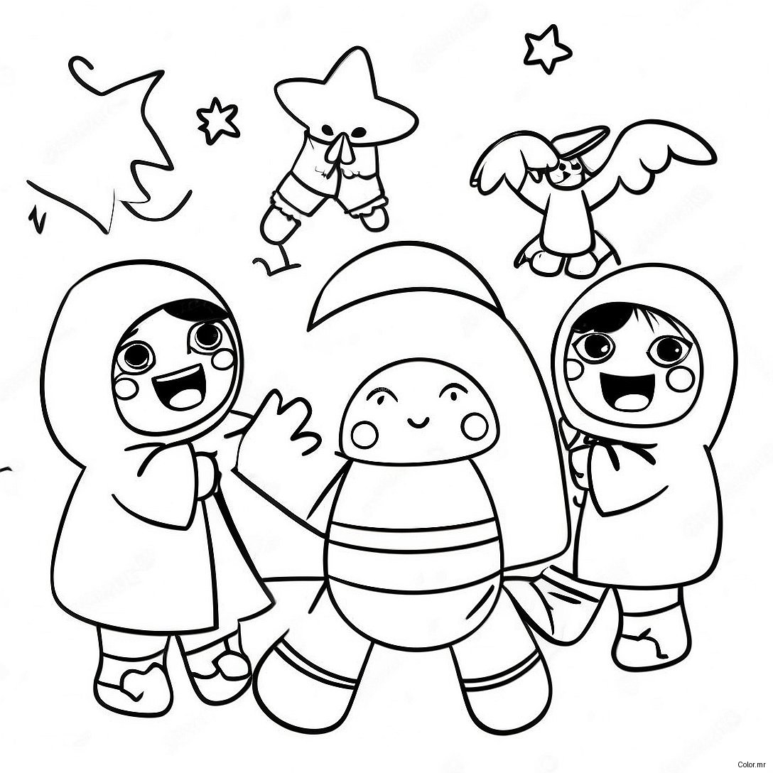 Las Posadas Celebration With Pinata Coloring Page 25476 23275