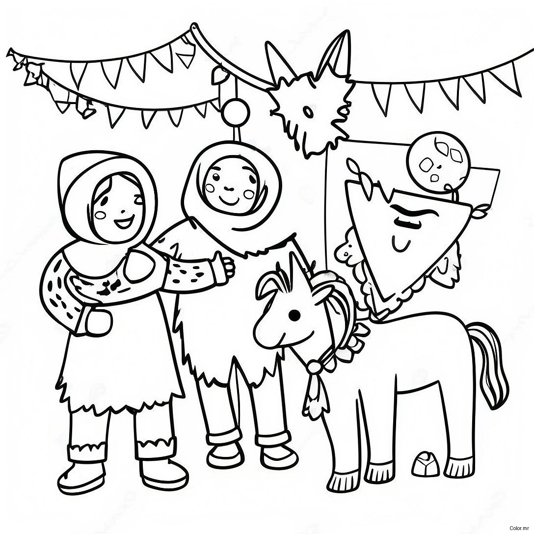 Las Posadas Celebration With Pinata Coloring Page 25476 23276