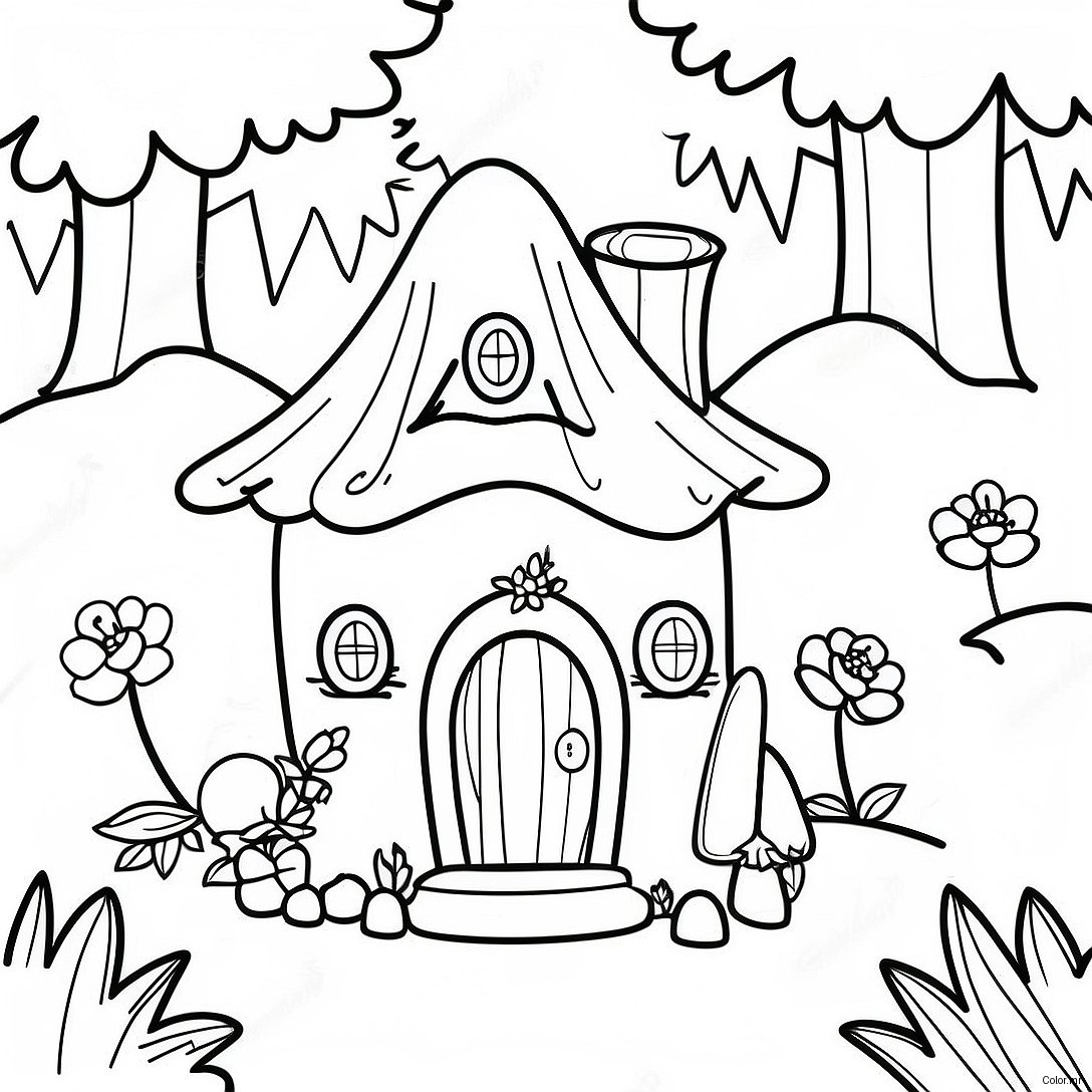 Magical Fairy House In The Enchanted Forest Coloring Page 16543 13938