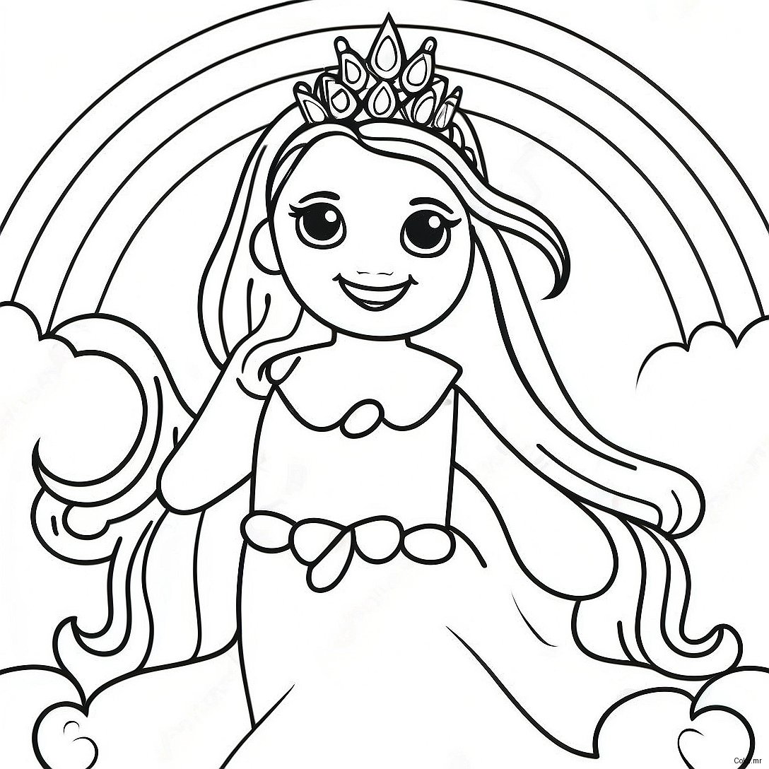 Magical Princess In A Colorful Rainbow Coloring Page 55162 45889
