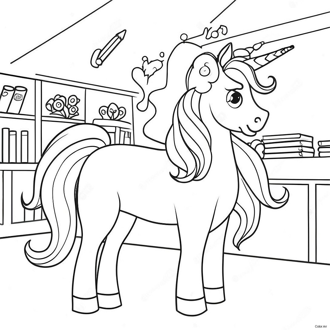 Magical Unicorn Academy Classroom Coloring Page 67483 55694