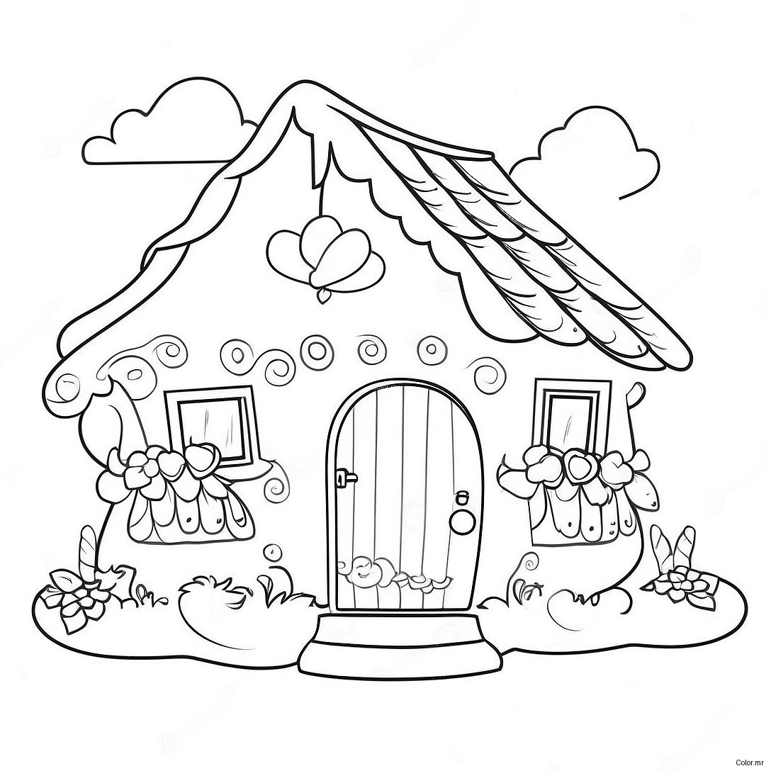 Magical Unicorn Cottage Coloring Page 63110 52250