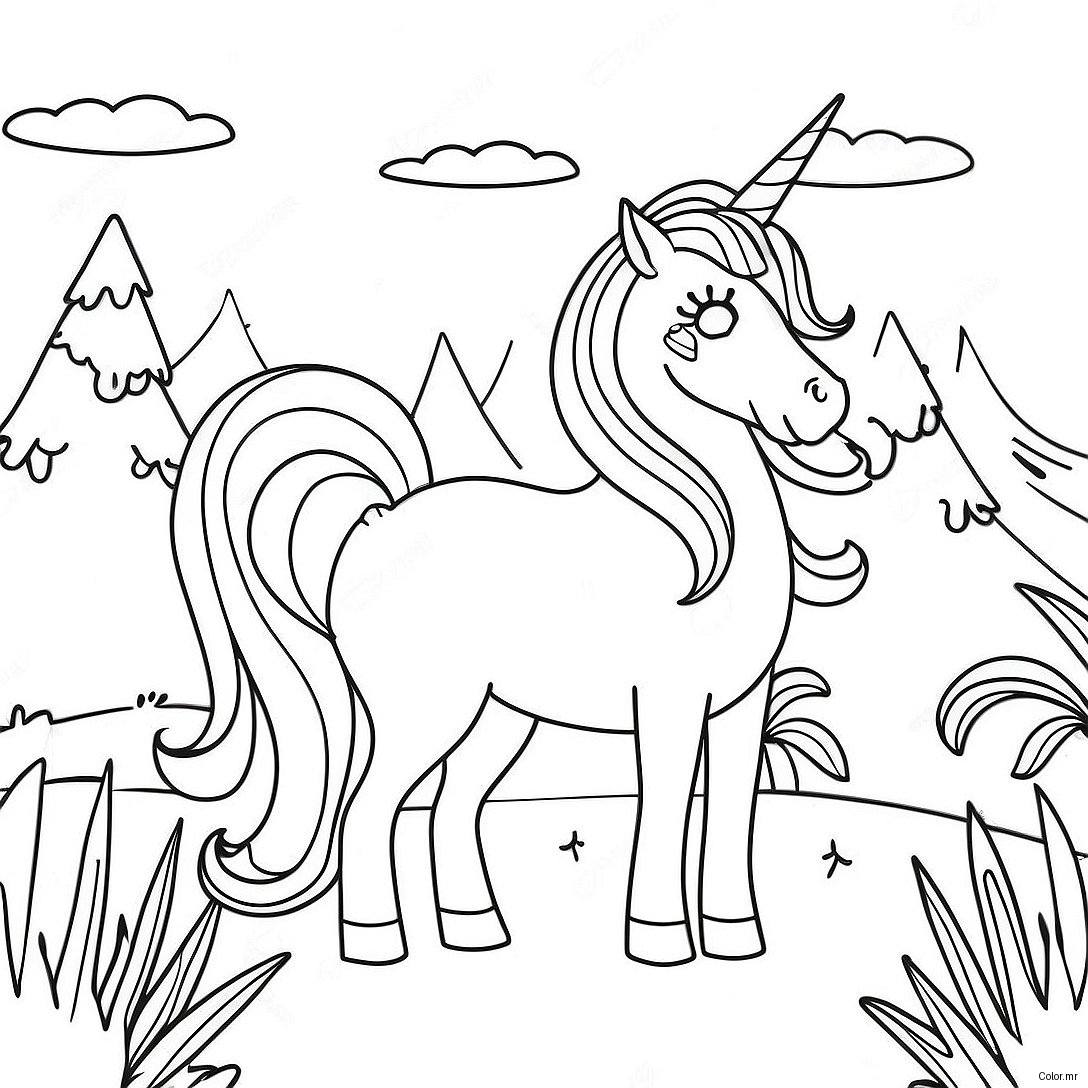 Magical Unicorns In A Dreamy Landscape Coloring Page 45784 38145