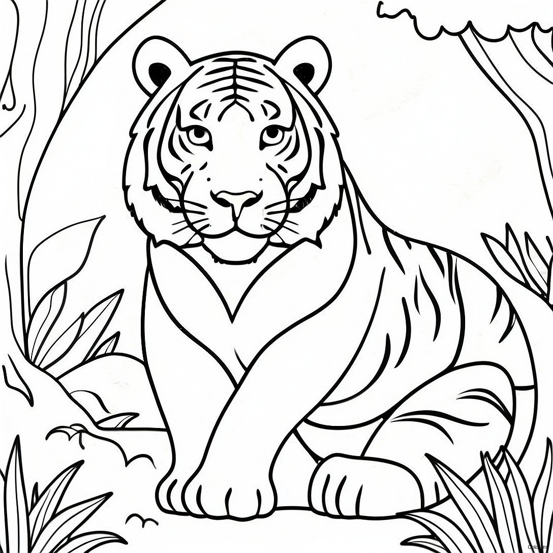 Majestic Bengal Tiger In Jungle Coloring Page 65791 54349
