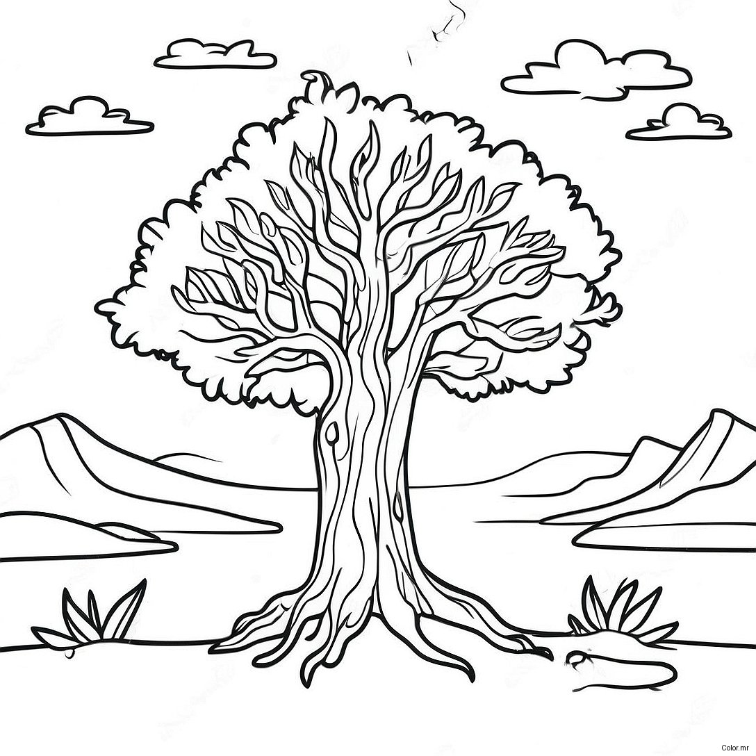 Majestic Burning Bush In The Desert Coloring Page 59767 49607