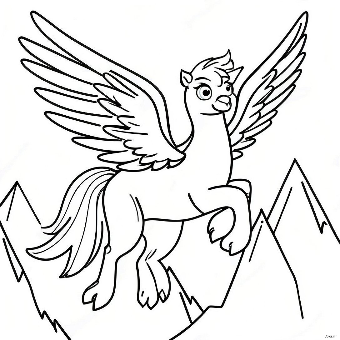 Majestic Hippogriff Flying Over Mountains Coloring Page 71424 59027