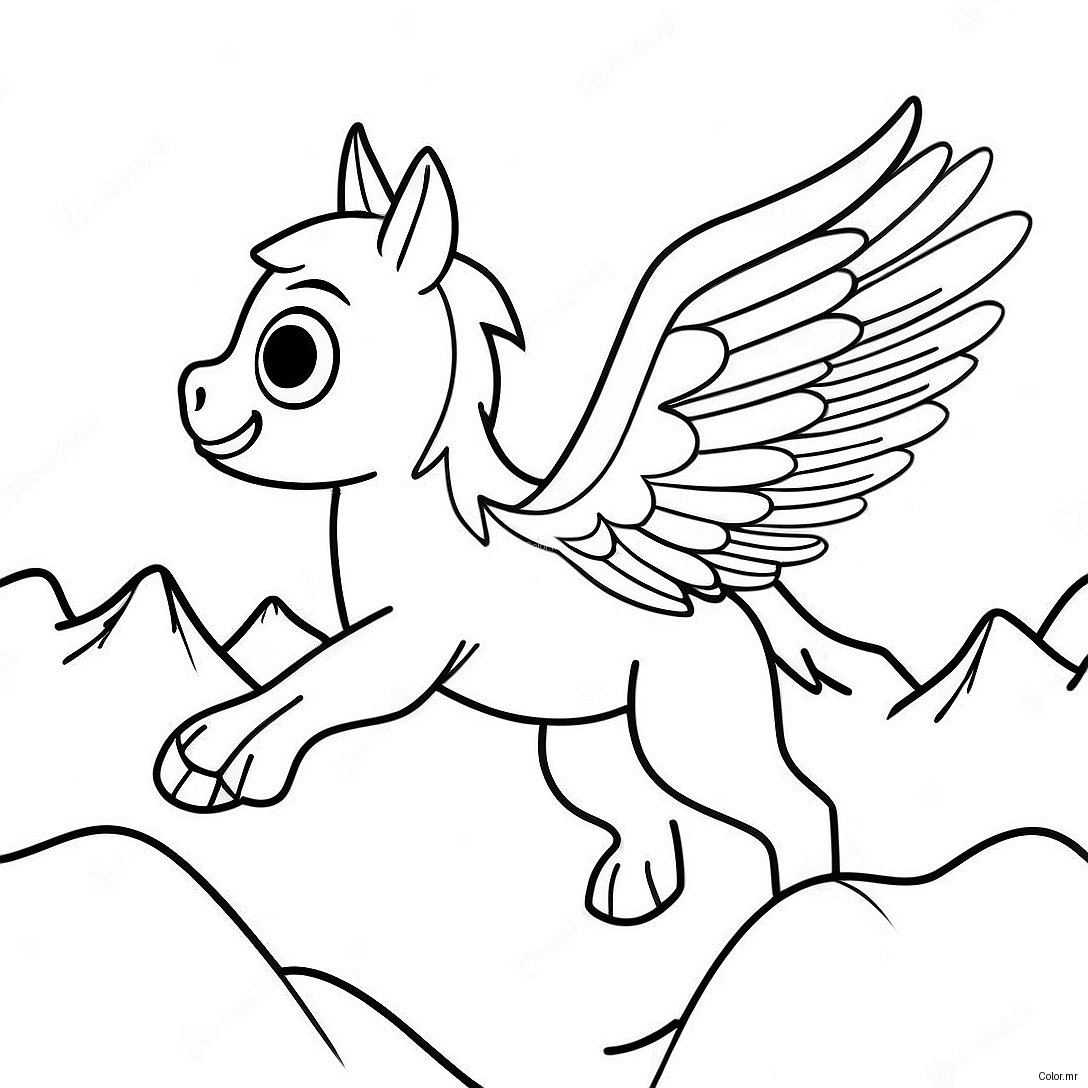 Majestic Hippogriff Flying Over Mountains Coloring Page 71424 59028
