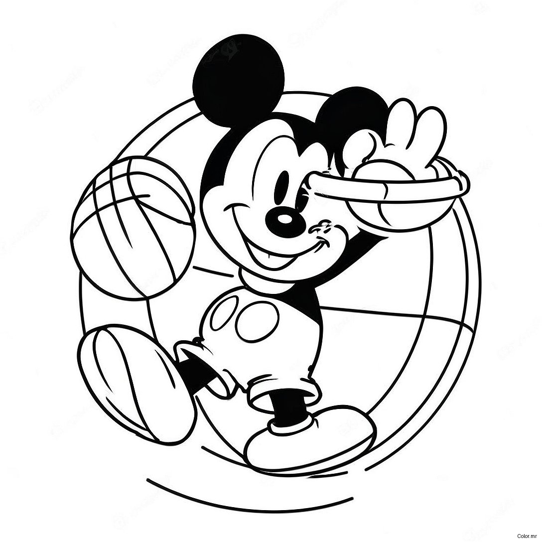 Mickey Mouse Dunking A Basketball Coloring Page 49355 40989