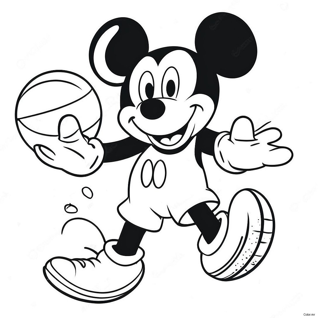 Mickey Mouse Dunking A Basketball Coloring Page 49355 40990