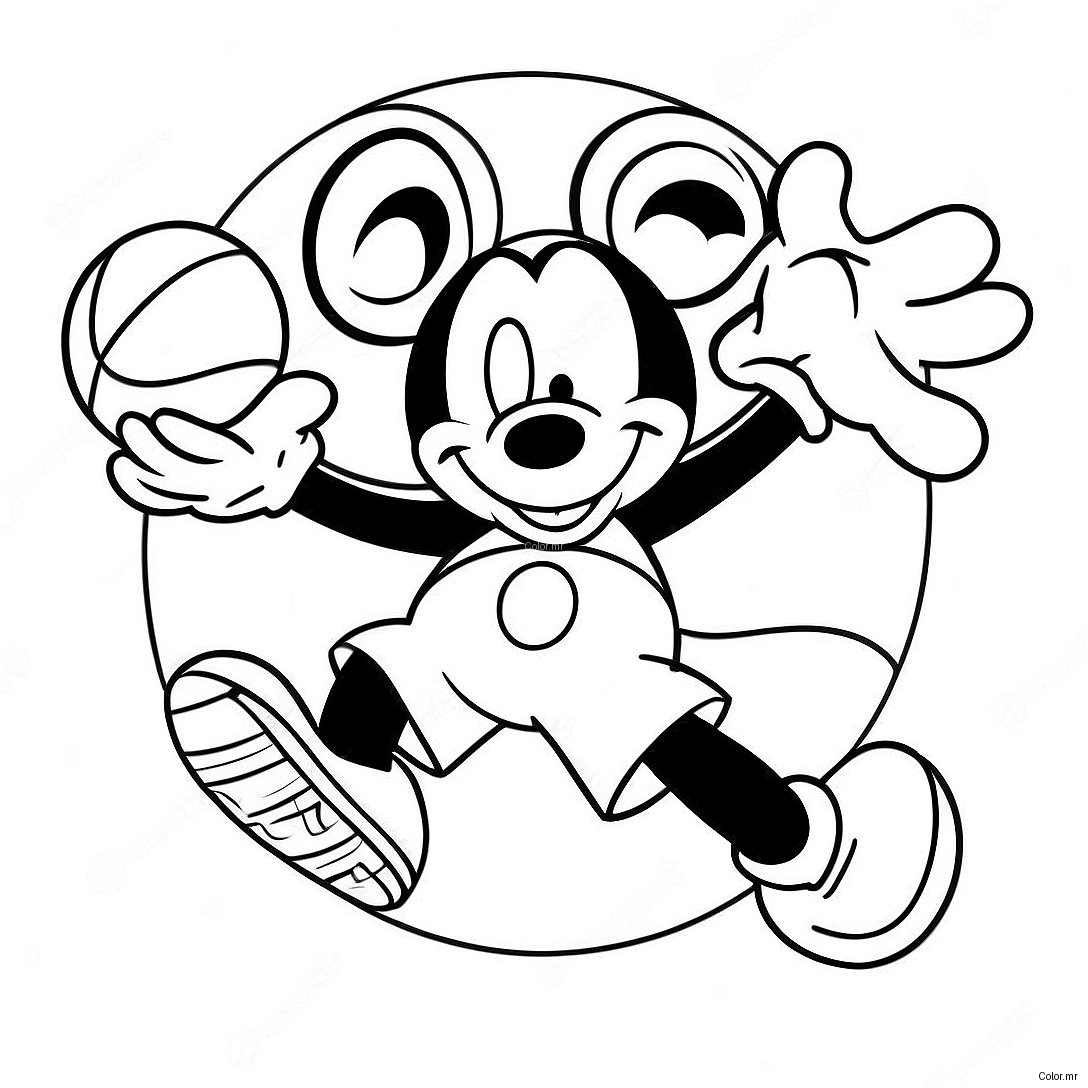 Mickey Mouse Dunking A Basketball Coloring Page 49355 41186