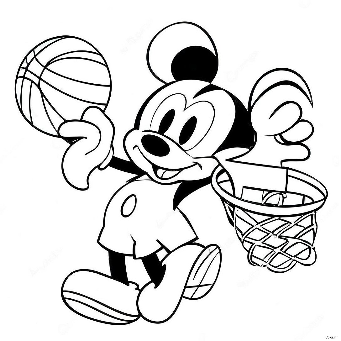 Mickey Mouse Dunking A Basketball Coloring Page 49355 41187
