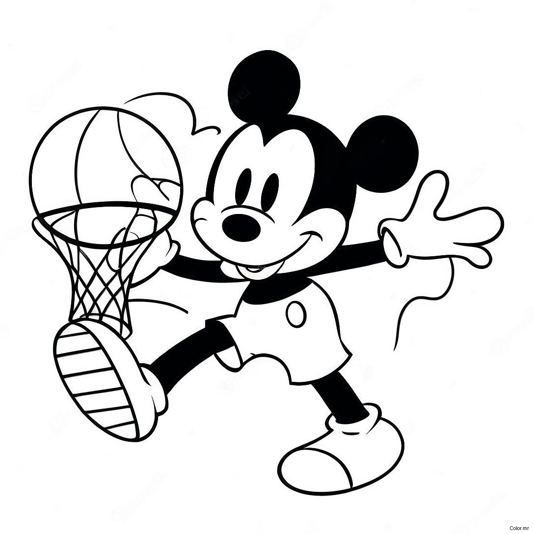 Mickey Mouse Dunking A Basketball Coloring Page 49355 41188