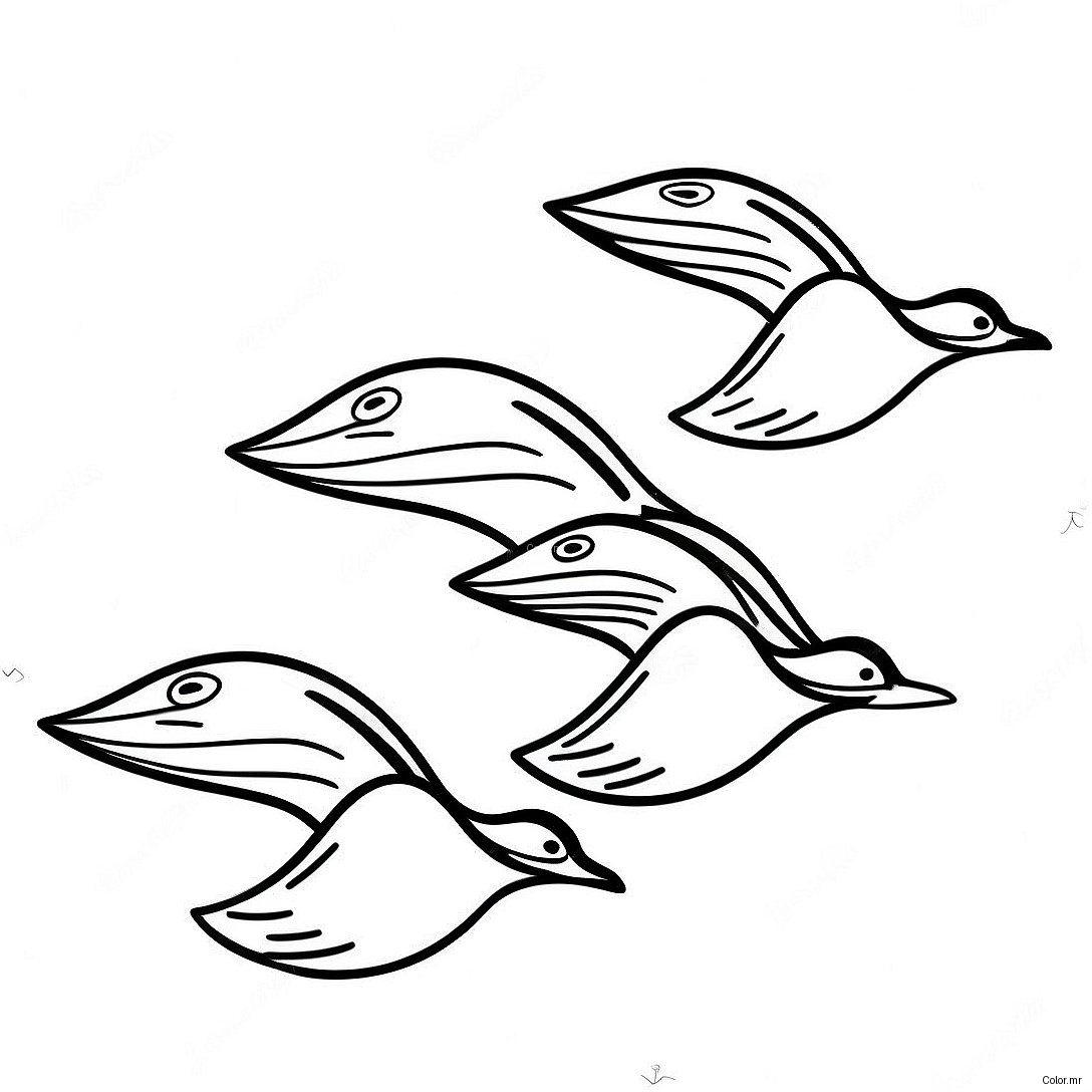 Mighty Ducks Flying In Formation Coloring Page 71124 58782