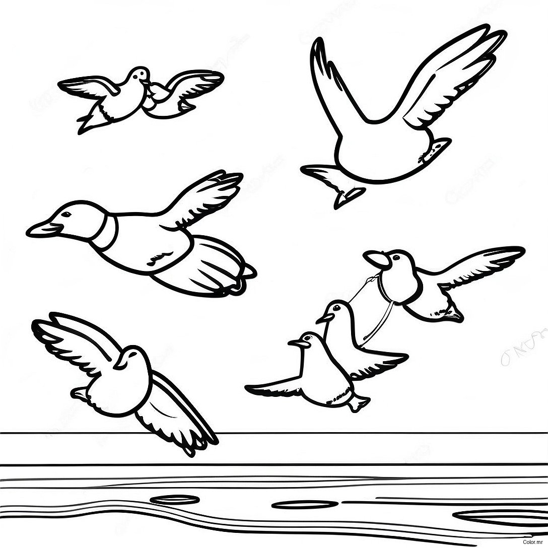 Mighty Ducks Flying In Formation Coloring Page 71124 58783