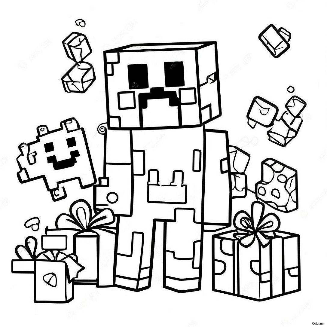 Minecraft Creeper Birthday Party Coloring Page 43343 36073
