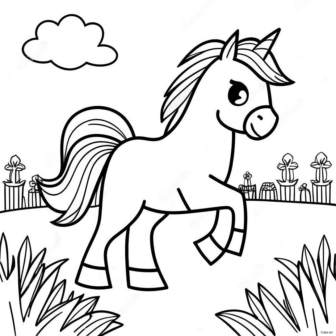 Minecraft Horse Galloping In The Meadow Coloring Page 59146 49119