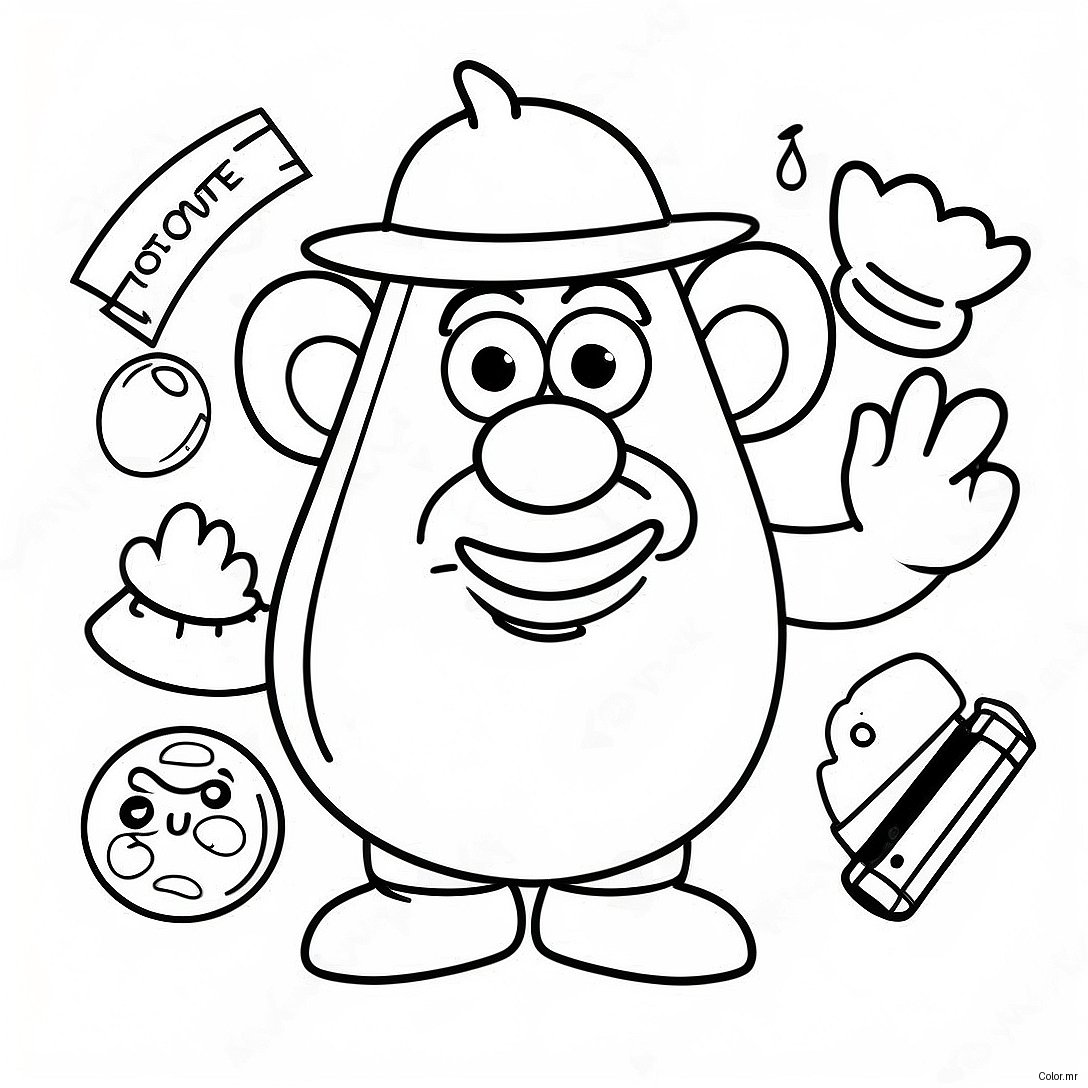 Mr Potato Head With Funny Accessories Coloring Page 55302 46009