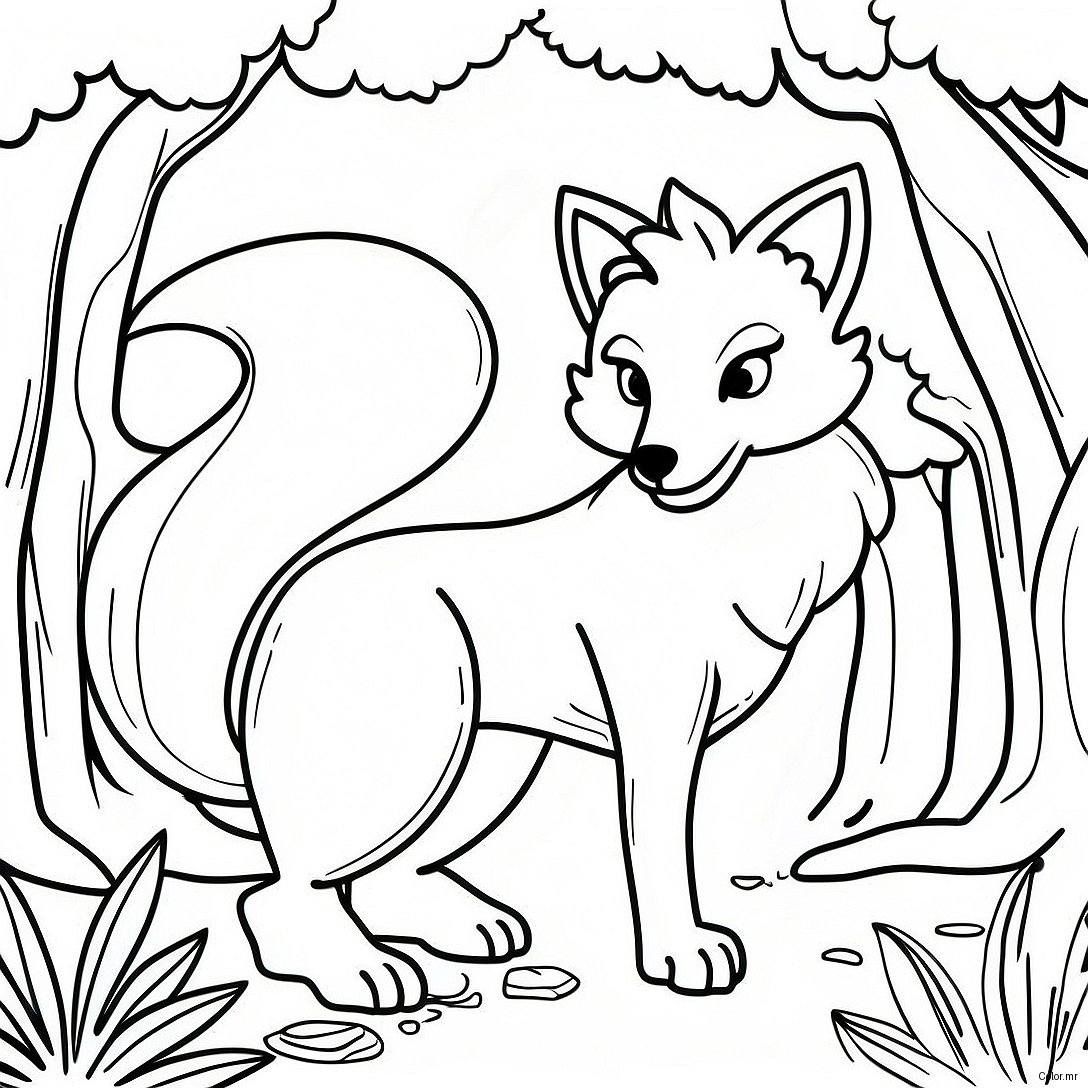 Mystical Nine Tailed Fox In Forest Coloring Page 18046 15121